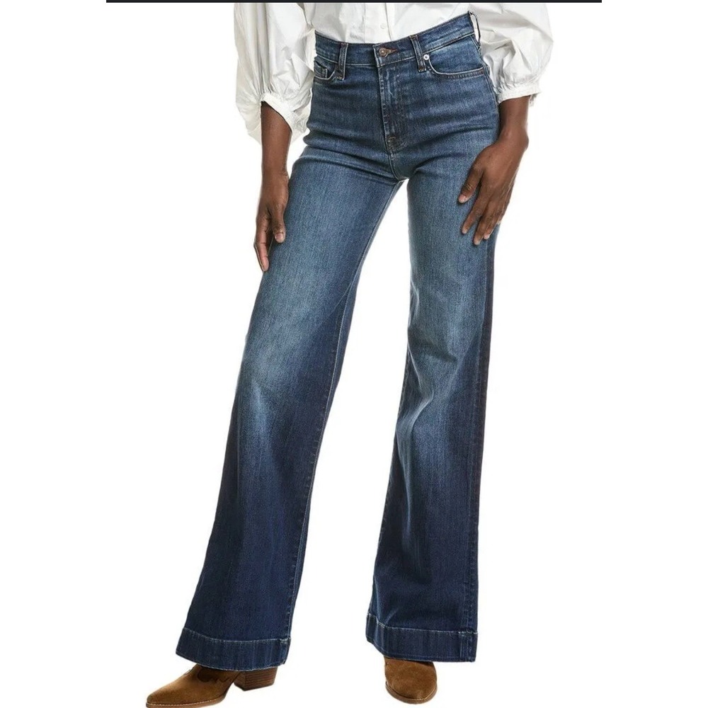 7 For All Mankind Modern Dojo High Rise Trouser Flare Jeans Blue 25 7U54244A
